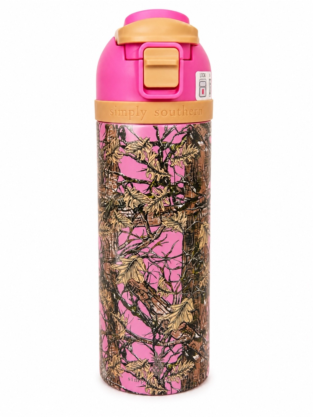 Simply Southern 24 oz Pink Camo Stainless Steel Tumbler Flip Straw NWT Travel